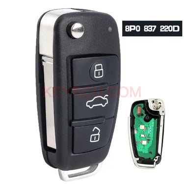 8P0 837 220 D , 8P0837220D Flip Remote Key Fob 3 Button 434MHz ID48 Chip for Audi A1 Q3 A3 TT S3 S1 2005-2014